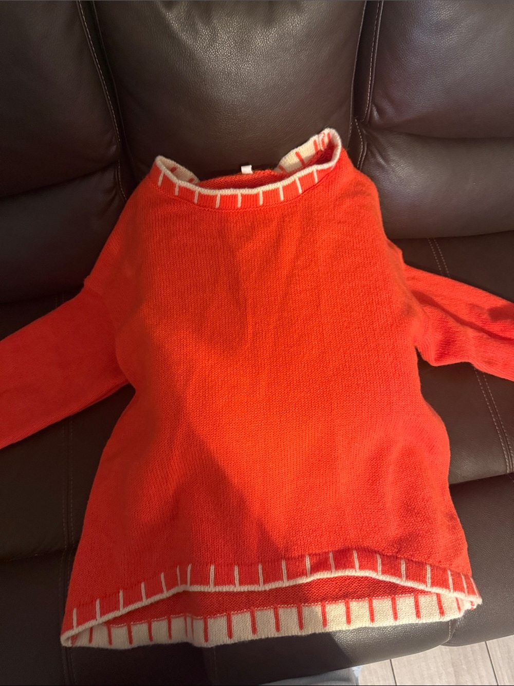 Women’s Red Crewneck Sweater with Contrast Stitching